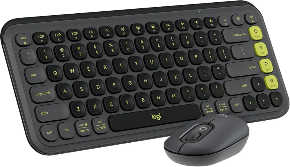 Logitech  – Pop Icon Teclado y Mouse Combo Inalámbrico – Negro/Verde